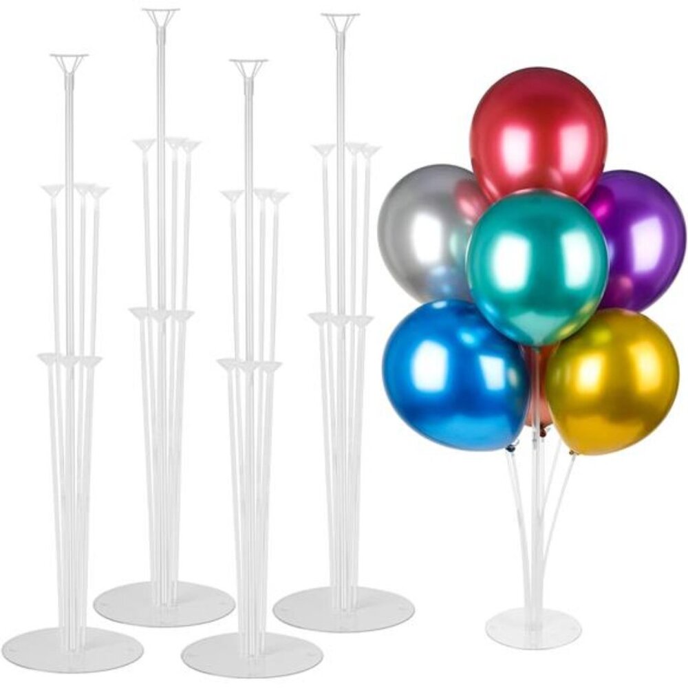 4 Sets Balloon Stand Kits, Balloon Sticks Holder with Base for Table Graduation
